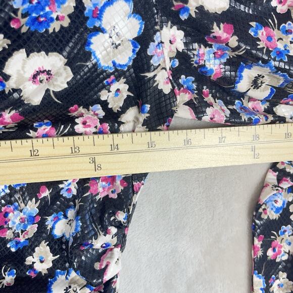 Rotate Birger Christensen Sierra Ruched Floral Print Jersey Top Black Combi Sz 6 - Picture 6 of 11